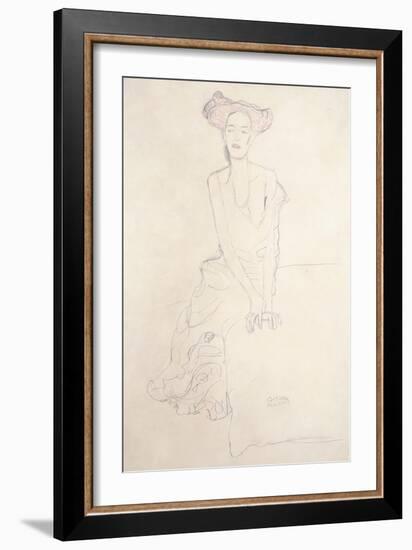 Young Woman, Supporting Herself with Her Hands, 1908-Gustav Klimt-Framed Giclee Print