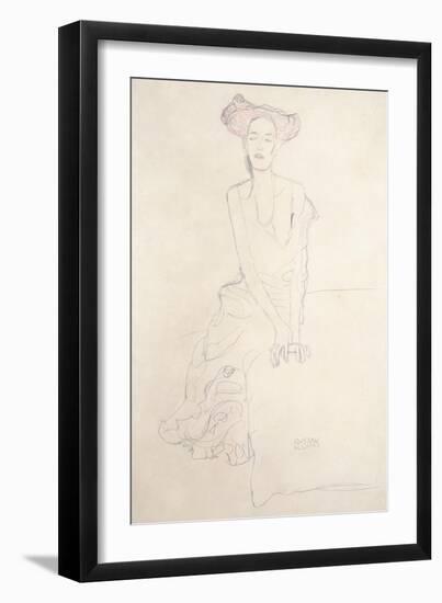 Young Woman, Supporting Herself with Her Hands, 1908-Gustav Klimt-Framed Giclee Print