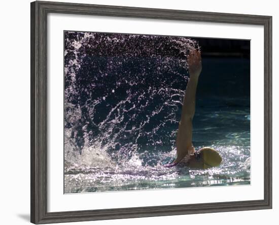 Young Woman Swimming the Backstroke in a Swimming Pool, Bainbridge Island, Washington, USA-null-Framed Photographic Print