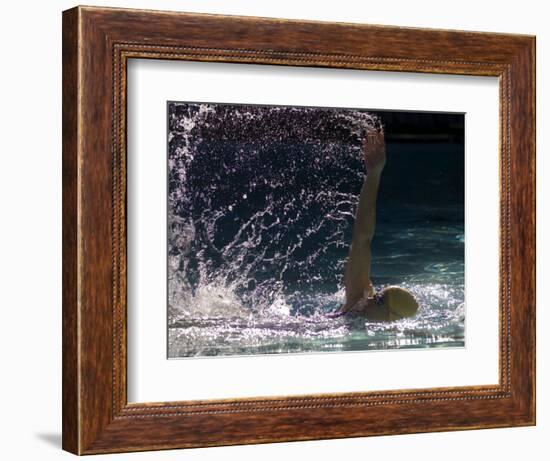 Young Woman Swimming the Backstroke in a Swimming Pool, Bainbridge Island, Washington, USA-null-Framed Photographic Print