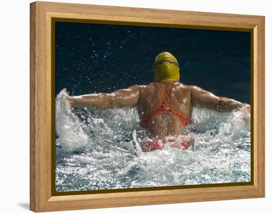 Young Woman Swimming the Butterfly Stroke in a Swimming Pool, Bainbridge Island, Washington, USA-null-Framed Premier Image Canvas