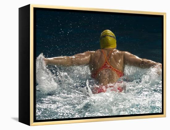 Young Woman Swimming the Butterfly Stroke in a Swimming Pool, Bainbridge Island, Washington, USA-null-Framed Premier Image Canvas