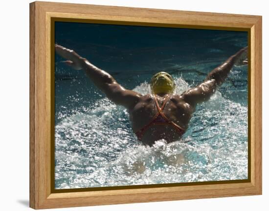 Young Woman Swimming the Butterfly Stroke in a Swimming Pool, Bainbridge Island, Washington, USA-null-Framed Premier Image Canvas