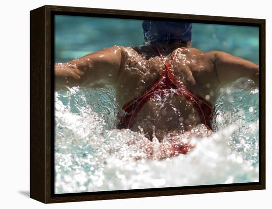 Young Woman Swimming the Butterfly Stroke in a Swimming Pool, Bainbridge Island, Washington, USA-null-Framed Premier Image Canvas