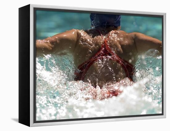 Young Woman Swimming the Butterfly Stroke in a Swimming Pool, Bainbridge Island, Washington, USA-null-Framed Premier Image Canvas