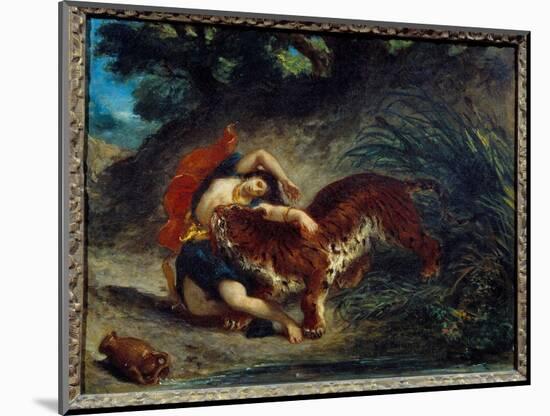 Young Woman Taken Away by a Tiger or Indian Bitten by a Tiger. Painting by Eugene Delacroix (1798-1-Ferdinand Victor Eugene Delacroix-Mounted Giclee Print