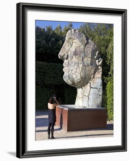 Young Woman Taking Photograph of the Monumental Head, by Igor Mitora, Boboli Gardens, Florence, Tus-Peter Barritt-Framed Photographic Print