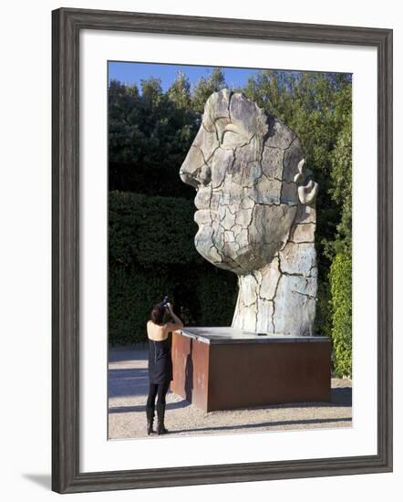 Young Woman Taking Photograph of the Monumental Head, by Igor Mitora, Boboli Gardens, Florence, Tus-Peter Barritt-Framed Photographic Print