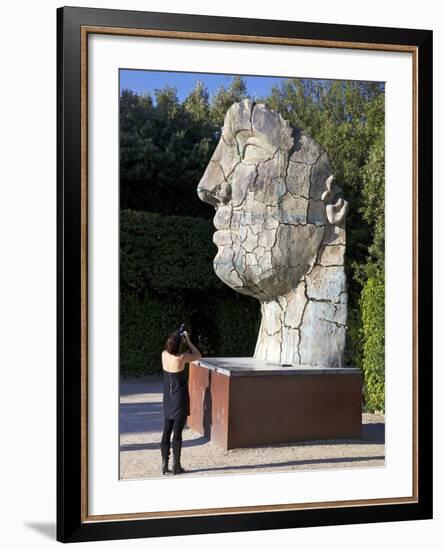 Young Woman Taking Photograph of the Monumental Head, by Igor Mitora, Boboli Gardens, Florence, Tus-Peter Barritt-Framed Photographic Print