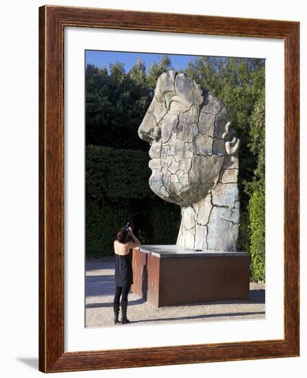 Young Woman Taking Photograph of the Monumental Head, by Igor Mitora, Boboli Gardens, Florence, Tus-Peter Barritt-Framed Photographic Print
