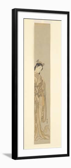 Young Woman Teasing a Cat, C.1767-Suzuki Harunobu-Framed Giclee Print