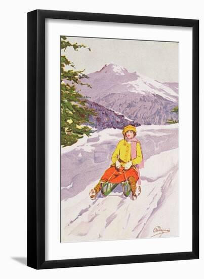 Young Woman Tobogganing-Carlo Pellegrini-Framed Giclee Print