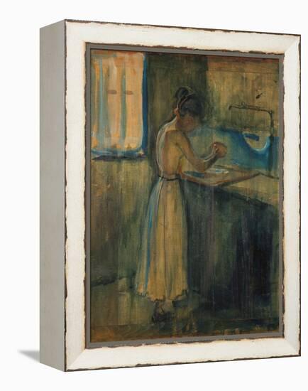 Young Woman Washing Herself, 1896 (Oil on Wood)-Edvard Munch-Framed Premier Image Canvas