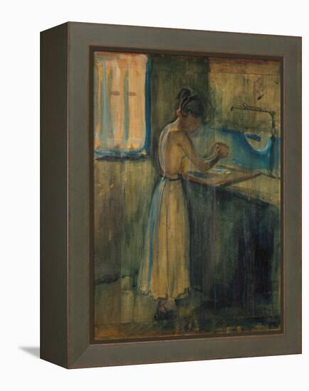 Young Woman Washing Herself, 1896 (Oil on Wood)-Edvard Munch-Framed Premier Image Canvas