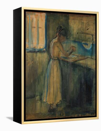 Young Woman Washing Herself, 1896 (Oil on Wood)-Edvard Munch-Framed Premier Image Canvas