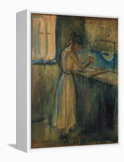 Young Woman Washing Herself, 1896 (Oil on Wood)-Edvard Munch-Framed Premier Image Canvas