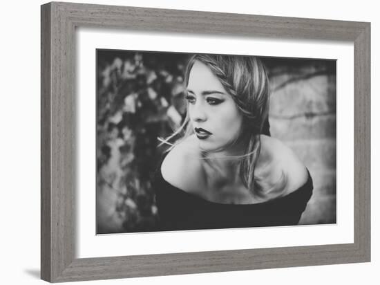 Young Woman Wearing a Black Dress-Sabine Rosch-Framed Photographic Print
