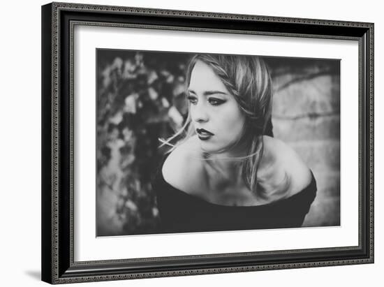 Young Woman Wearing a Black Dress-Sabine Rosch-Framed Photographic Print