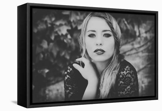 Young Woman Wearing a Black Dress-Sabine Rosch-Framed Premier Image Canvas