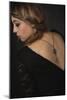 Young Woman Wearing Black Dress with Key on Necklace-Sabine Rosch-Mounted Photographic Print
