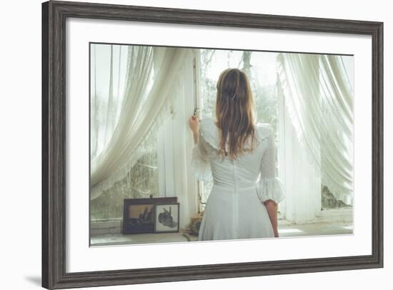 Young Woman Wearing White Dress-Sabine Rosch-Framed Photographic Print