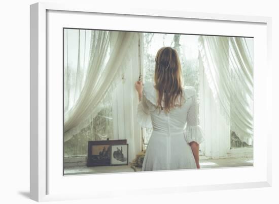 Young Woman Wearing White Dress-Sabine Rosch-Framed Photographic Print