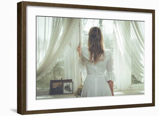 Young Woman Wearing White Dress-Sabine Rosch-Framed Photographic Print