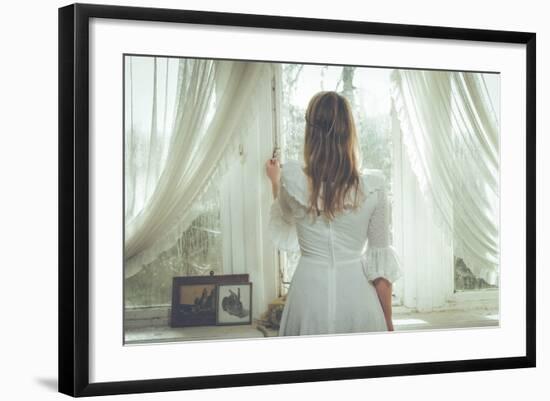 Young Woman Wearing White Dress-Sabine Rosch-Framed Photographic Print