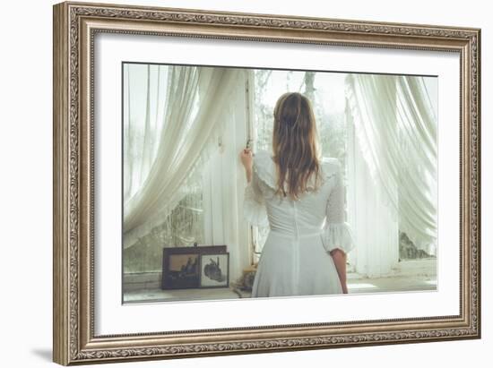 Young Woman Wearing White Dress-Sabine Rosch-Framed Photographic Print