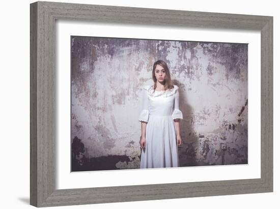 Young Woman Wearing White Dress-Sabine Rosch-Framed Photographic Print