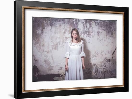 Young Woman Wearing White Dress-Sabine Rosch-Framed Photographic Print