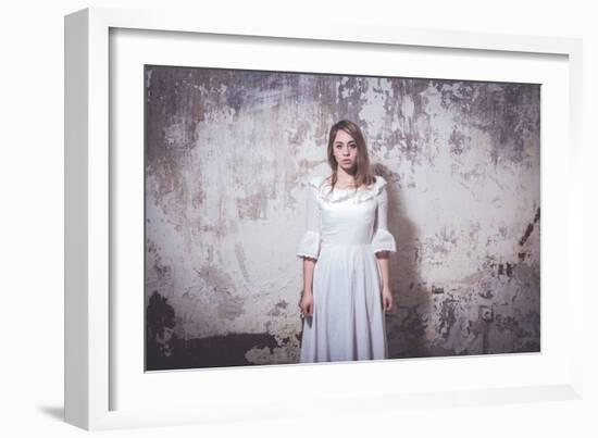 Young Woman Wearing White Dress-Sabine Rosch-Framed Photographic Print