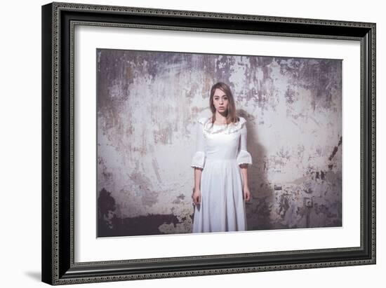 Young Woman Wearing White Dress-Sabine Rosch-Framed Photographic Print