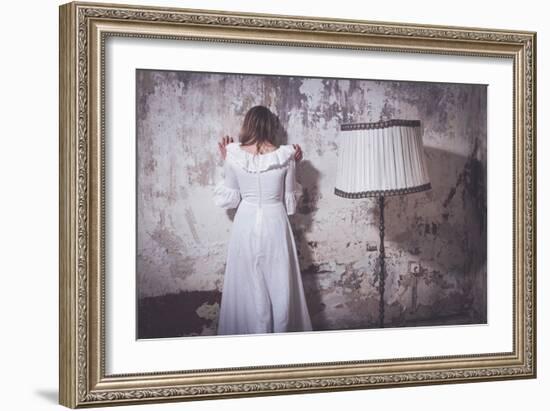 Young Woman Wearing White Dress-Sabine Rosch-Framed Photographic Print