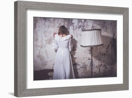 Young Woman Wearing White Dress-Sabine Rosch-Framed Photographic Print