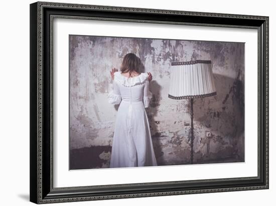 Young Woman Wearing White Dress-Sabine Rosch-Framed Photographic Print