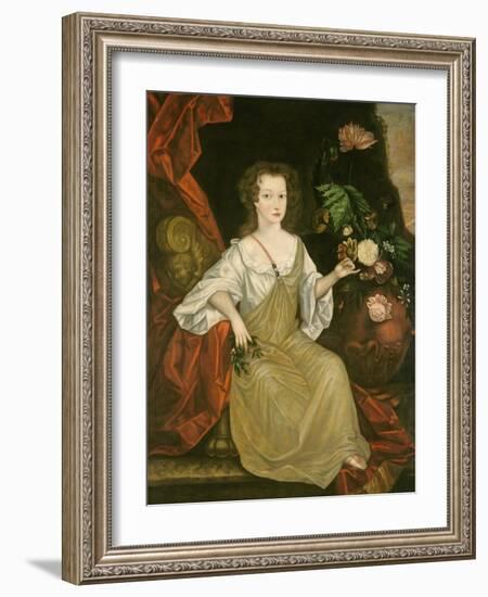 Young Woman with a Butterfly, c.1710-American School-Framed Giclee Print