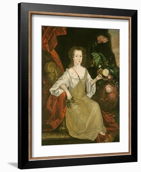 Young Woman with a Butterfly, c.1710-American School-Framed Giclee Print