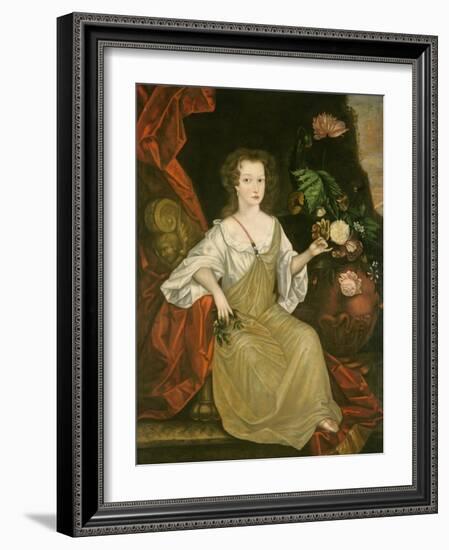 Young Woman with a Butterfly, c.1710-American School-Framed Giclee Print