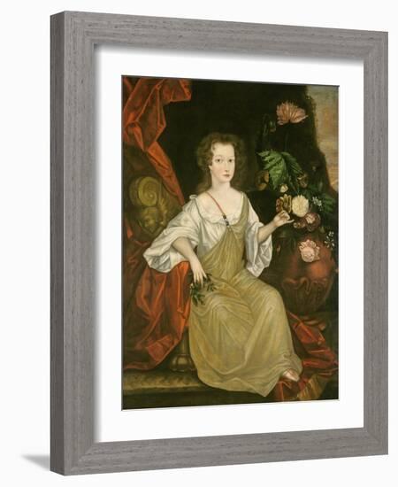 Young woman with a butterfly, c.1710-American School-Framed Giclee Print