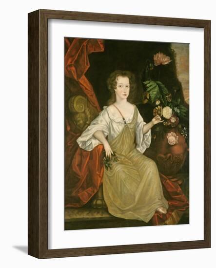 Young woman with a butterfly, c.1710-American School-Framed Giclee Print