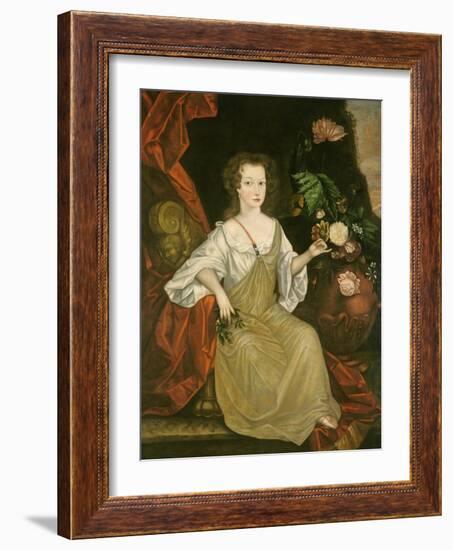 Young woman with a butterfly, c.1710-American School-Framed Giclee Print