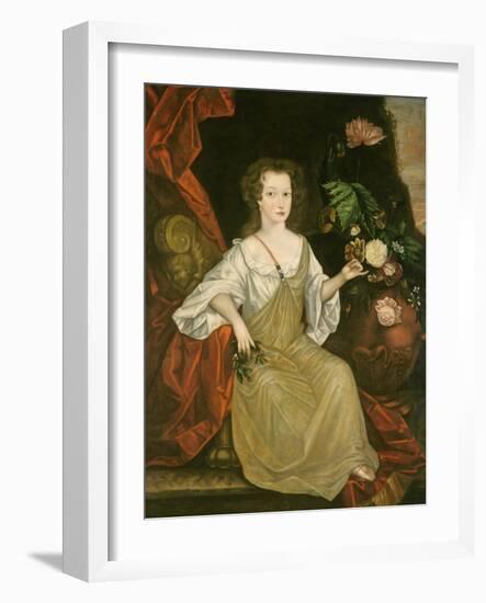 Young woman with a butterfly, c.1710-American School-Framed Giclee Print