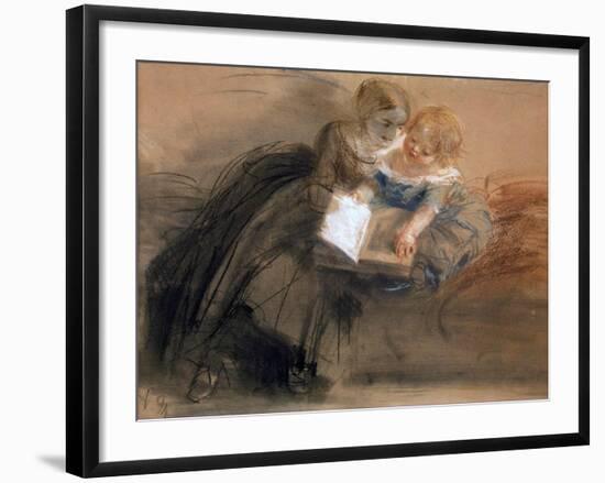 Young Woman with a Child, Between 1844 and 1850-Adolph Friedrich von Menzel-Framed Giclee Print