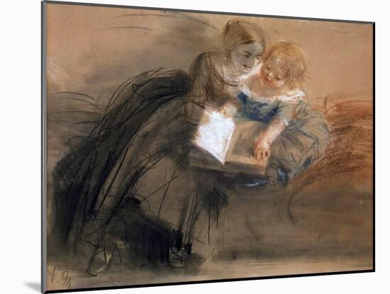 Young Woman with a Child, Between 1844 and 1850-Adolph Friedrich von Menzel-Mounted Giclee Print