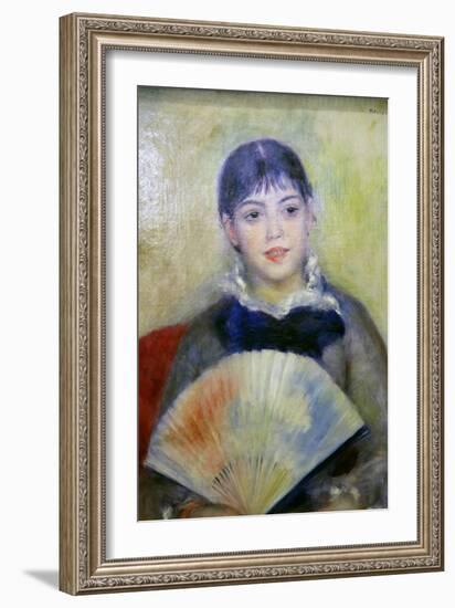 Young Woman with a Fan, 1880-Pierre-Auguste Renoir-Framed Giclee Print