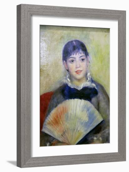 Young Woman with a Fan, 1880-Pierre-Auguste Renoir-Framed Giclee Print