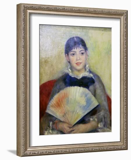 Young Woman with a Fan, 1880-Pierre-Auguste Renoir-Framed Giclee Print