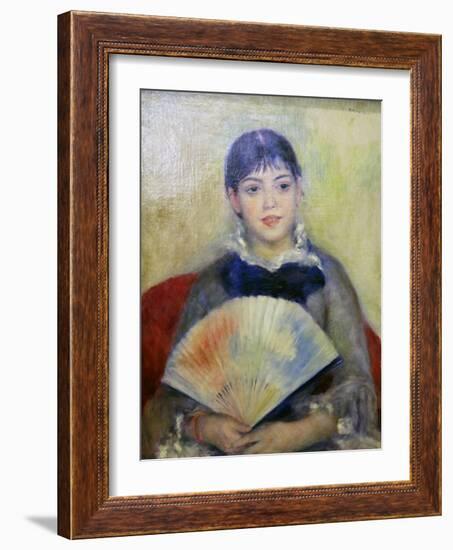 Young Woman with a Fan, 1880-Pierre-Auguste Renoir-Framed Giclee Print