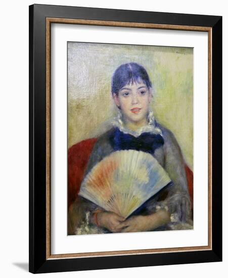 Young Woman with a Fan, 1880-Pierre-Auguste Renoir-Framed Giclee Print